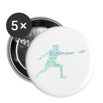 Frisbee Golf Geschenkidee für der Scheibensportler - Buttons groß 56 mm (5er Pack) - Weiß - Vorne