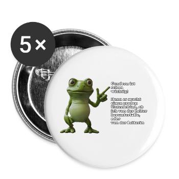 Gender-Frosch mit Hinweis - Buttons groß 56 mm (5er Pack) - Weiß - Vorne