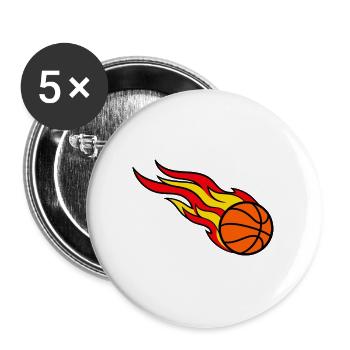 Flammender Basketball mit einer Kometenspur - Buttons groß 56 mm (5er Pack) - Weiß - Vorne