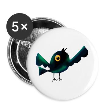 Nachtvogel im Wald  - Buttons groß 56 mm (5er Pack) - Weiß - Vorne