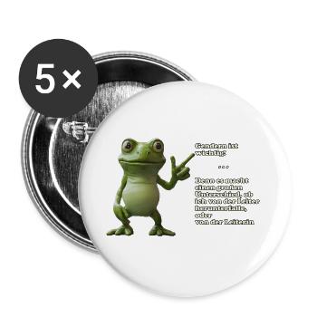 Frosch mit Wortwitz zur Gleichberechtigung - Buttons groß 56 mm (5er Pack) - Weiß - Vorne