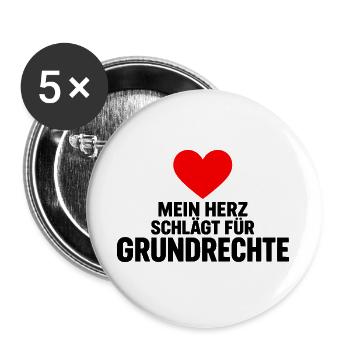 Mein Herz schlägt für Grundrechte – Demokratie - Buttons groß 56 mm (5er Pack) - Weiß - Vorne