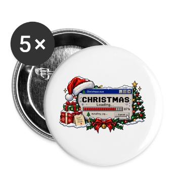 Christmas Loading - Buttons groß 56 mm (5er Pack) - Weiß - Vorne