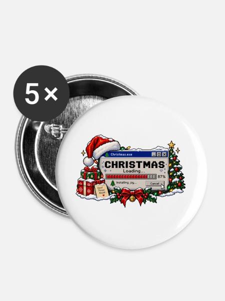 Christmas Loading - Buttons groß 56 mm (5er Pack) - Weiß
