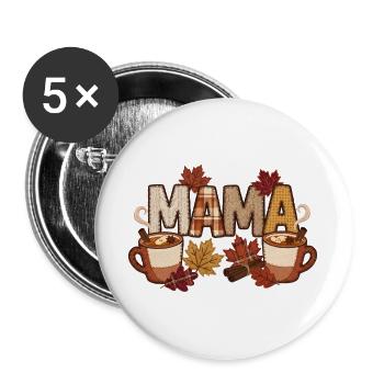 Fall Mama Cozy Patchwork Cider - Buttons groß 56 mm (5er Pack) - Weiß - Vorne