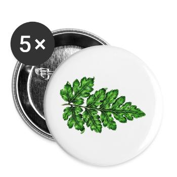 Grüne Blattstruktur Botanischer Druck - Buttons groß 56 mm (5er Pack) - Weiß - Vorne