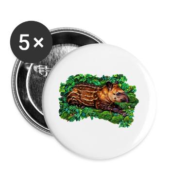 Tapir baby im tropischen Dschungel - Buttons groß 56 mm (5er Pack) - Weiß - Vorne
