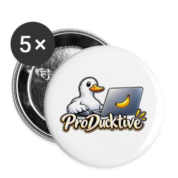 ProDucktive Ente am Laptop - Buttons groß 56 mm (5er Pack) - Weiß - Vorne