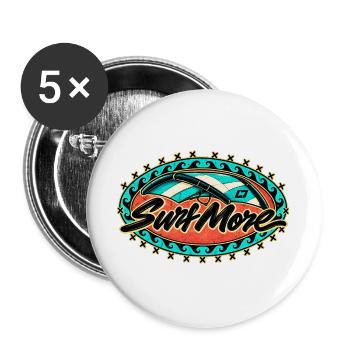 SurfMore Retro Surf-Logo - Wing - Buttons groß 56 mm (5er Pack) - Weiß - Vorne
