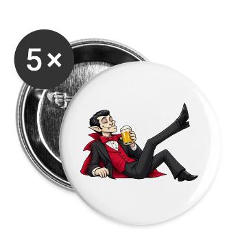 Eleganter Vampir, der ein Bier trinkt – gotischer Humor - Buttons groß 56 mm (5er Pack) - Weiß - Vorne