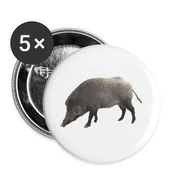 Wildschwein - Buttons groß 56 mm (5er Pack) - Weiß - Vorne
