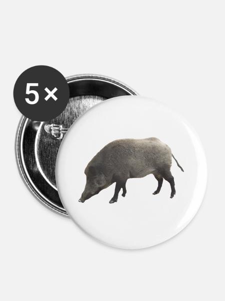 Wildschwein - Buttons groß 56 mm (5er Pack) - Weiß