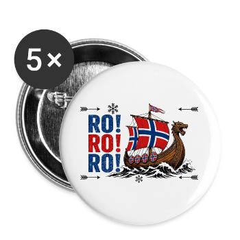  Norwegen Wikinger Langschiff RO RO RO Nordische - Buttons groß 56 mm (5er Pack) - Weiß - Vorne