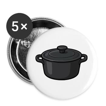 Dunkler Schmortopf Illustration - Buttons groß 56 mm (5er Pack) - Weiß - Vorne
