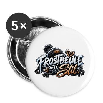 Frostbeule mit Stil - Buttons groß 56 mm (5er Pack) - Weiß - Vorne
