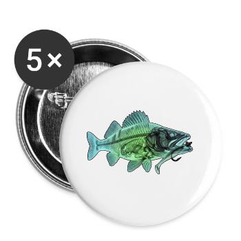 Röntgen Zander - Buttons groß 56 mm (5er Pack) - Weiß - Vorne