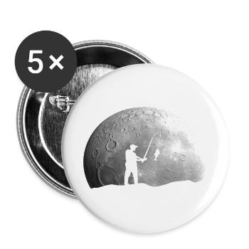 Angler Angeln Mond - Buttons groß 56 mm (5er Pack) - Weiß - Vorne