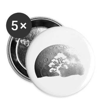 Bonsai Baum Mond - Buttons groß 56 mm (5er Pack) - Weiß - Vorne