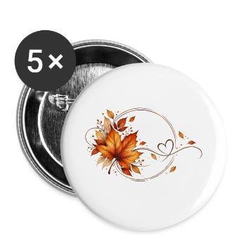 Herbst - Buttons groß 56 mm (5er Pack) - Weiß - Vorne