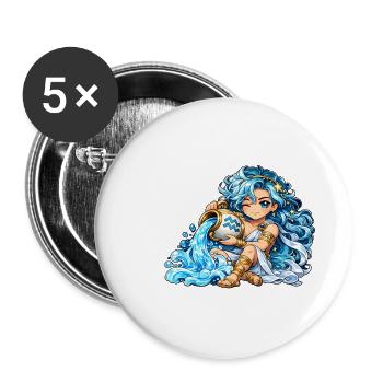 Wassermann Sternzeichen Kawaii - Buttons groß 56 mm (5er Pack) - Weiß - Vorne