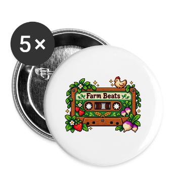 Farm Beats Pixel Cassette - Buttons groß 56 mm (5er Pack) - Weiß - Vorne