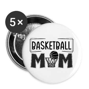  Basketballer Basketball-spieler Basketball-Mama - Buttons groß 56 mm (5er Pack) - Weiß - Vorne
