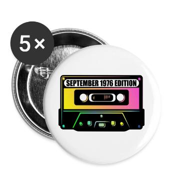 50. Geburtstag September 1976, Musik - Buttons groß 56 mm (5er Pack) - Weiß - Vorne
