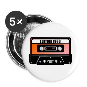 Musikkassette Geburtstag 1966 - Buttons groß 56 mm (5er Pack) - Weiß - Vorne