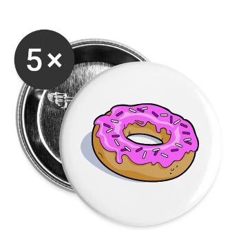 Pink Glasierter Donut PopArt - Buttons groß 56 mm (5er Pack) - Weiß - Vorne