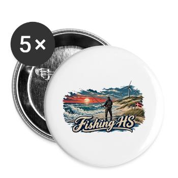 Angeln Hvide Sande - Buttons groß 56 mm (5er Pack) - Weiß - Vorne