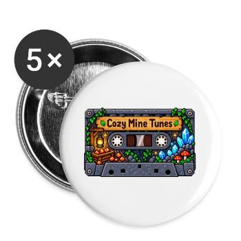 Gemütliche Minenklänge Kassette - Buttons groß 56 mm (5er Pack) - Weiß - Vorne
