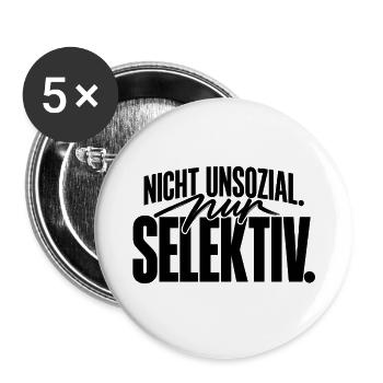 Nicht unsozial nur selektiv Introvertiert Mindest - Buttons groß 56 mm (5er Pack) - Weiß - Vorne