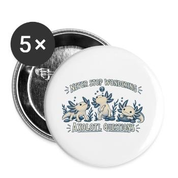 Axolotl Fragen - Buttons groß 56 mm (5er Pack) - Weiß - Vorne