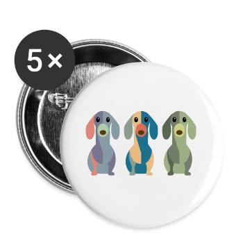 Dachshund Dackel - Buttons groß 56 mm (5er Pack) - Weiß - Vorne