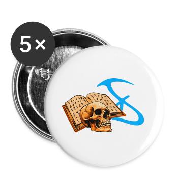 Schädelbuch Runenmystik - Buttons groß 56 mm (5er Pack) - Weiß - Vorne