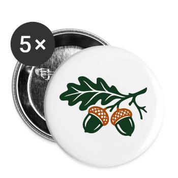 Eicheln Eichenlaub Natur Icon - Buttons groß 56 mm (5er Pack) - Weiß - Vorne