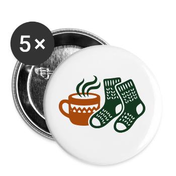Tasse Wollsocken Winter Clipart - Buttons groß 56 mm (5er Pack) - Weiß - Vorne