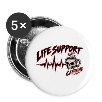 Life Support Skull Coffee Tee - Buttons groß 56 mm (5er Pack) - Weiß - Vorne