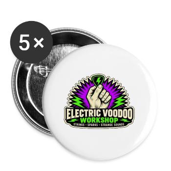 ELEKTRISCHES VOODOO | Streicher · Funken · Seltsamer Klang - Buttons groß 56 mm (5er Pack) - Weiß - Vorne