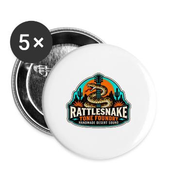 KLAPPERSCHLANGEN-RIFF FUNKTIONIERT | Handgemachter Wüstensound - Buttons groß 56 mm (5er Pack) - Weiß - Vorne