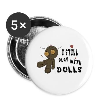 StichHerz Plüschpuppe mit Nadeln - Buttons groß 56 mm (5er Pack) - Weiß - Vorne