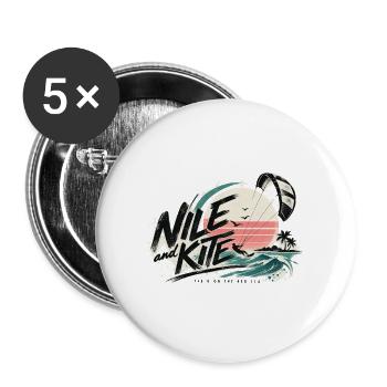 Wilde Kite Strand Retro Sunset - El Gouna  - Buttons groß 56 mm (5er Pack) - Weiß - Vorne