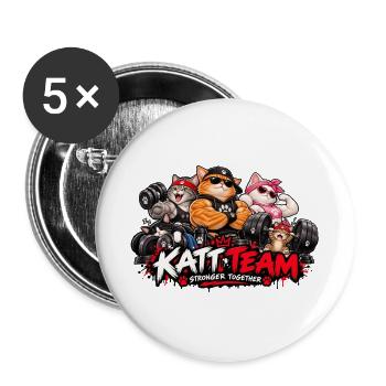 Katzenteam stärker zusammen - Buttons groß 56 mm (5er Pack) - Weiß - Vorne