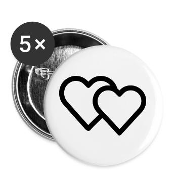Doppelherz - Buttons groß 56 mm (5er Pack) - Weiß - Vorne