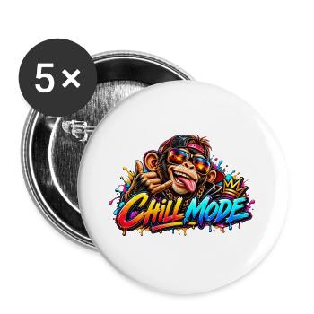Chill Mode Dschungel Vibes - Buttons groß 56 mm (5er Pack) - Weiß - Vorne