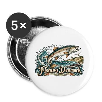 Angeln in Denmark Retro - Buttons groß 56 mm (5er Pack) - Weiß - Vorne