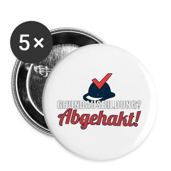 Feuerwehr-Grundausbildung bestanden als Geschenk - Buttons groß 56 mm (5er Pack) - Weiß - Vorne
