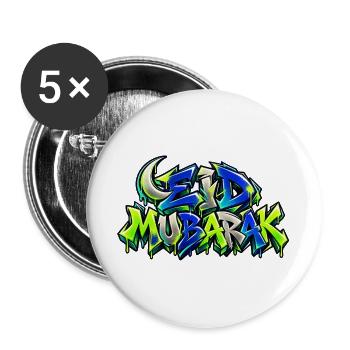 Eid Mubarak Graffiti Street Art: WOW-Effekt! - Buttons groß 56 mm (5er Pack) - Weiß - Vorne