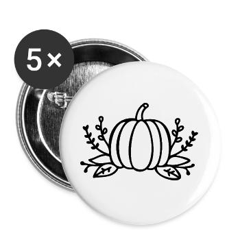 Line Art Kürbis Halloween Herbst - Buttons groß 56 mm (5er Pack) - Weiß - Vorne