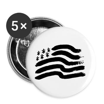 Bretonische Flagge Gwen-ha-Du - Buttons groß 56 mm (5er Pack) - Weiß - Vorne